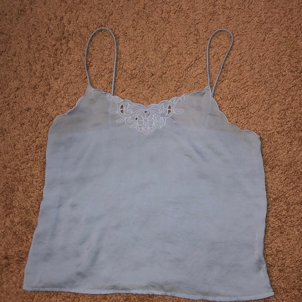 Blue silky tank top